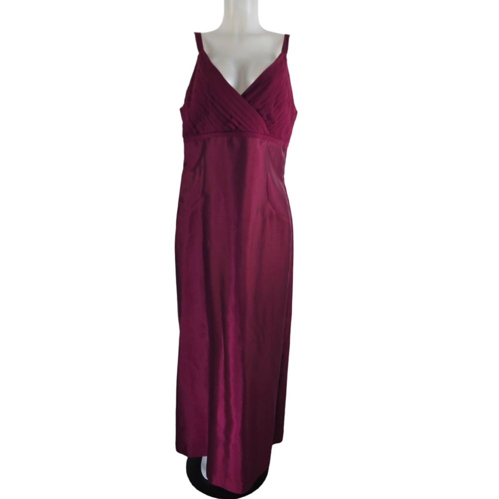 Talbots Red Silk Blend Long Formal Wedding Cruise Gown Maxi Dress Women's 16